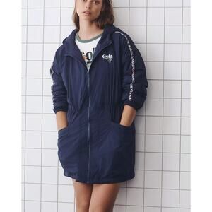 New Gola x Anthropologie Sideline Blue Windbreaker Jacket - Size Medium